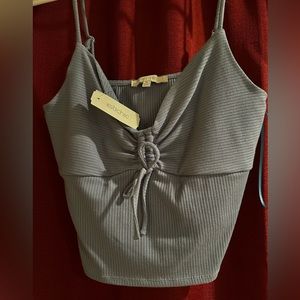 Blue V neck crop top